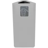 Poubelle d'angle triangulaire 60L blanche avec pictogramme magnétique.