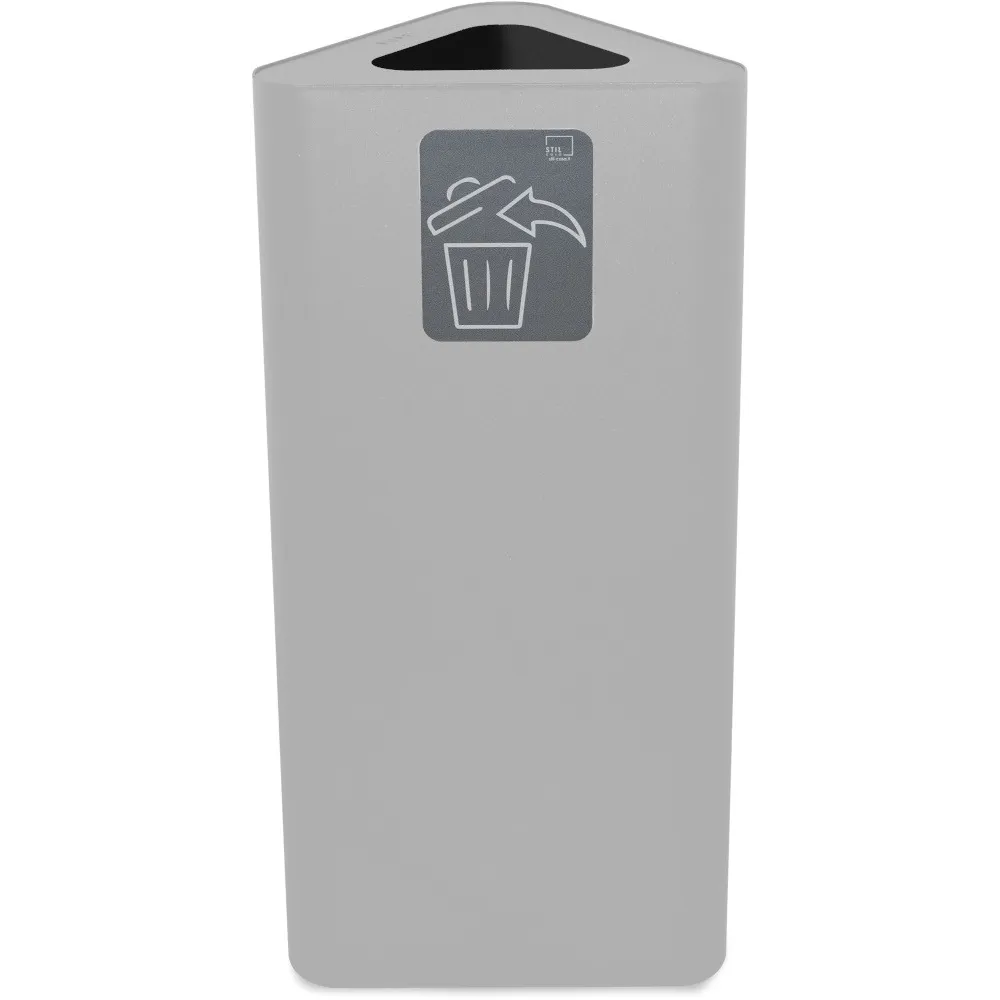 Poubelle d'angle triangulaire 60L blanche avec pictogramme magnétique.