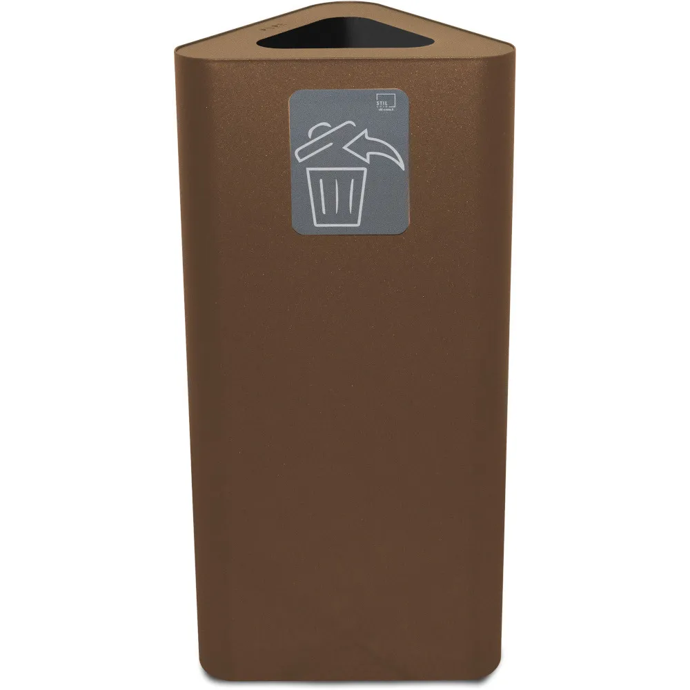 Poubelle triangulaire 60 litres corten pour tous déchets