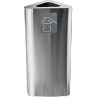 Poubelle triangulaire inox 60 litres avec pictogramme magnétique.
