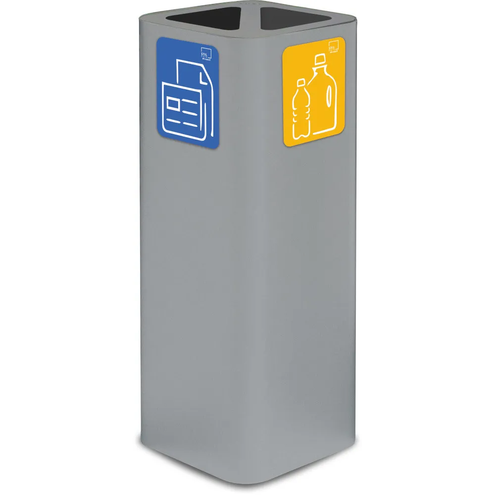 Poubelle grise 60 litres avec pictogramme magnétique pour tri sélectif