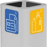 Poubelle élégante blanche de 60 litres avec pictogramme magnétique.