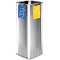 Poubelle inox brossé 60L avec pictogramme magnétique pour tri sélectif