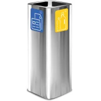 Poubelle inox brossé 60L avec pictogramme magnétique pour tri sélectif