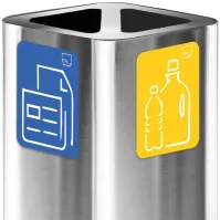 Poubelle inox brossé 60 litres avec pictogrammes magnétiques
