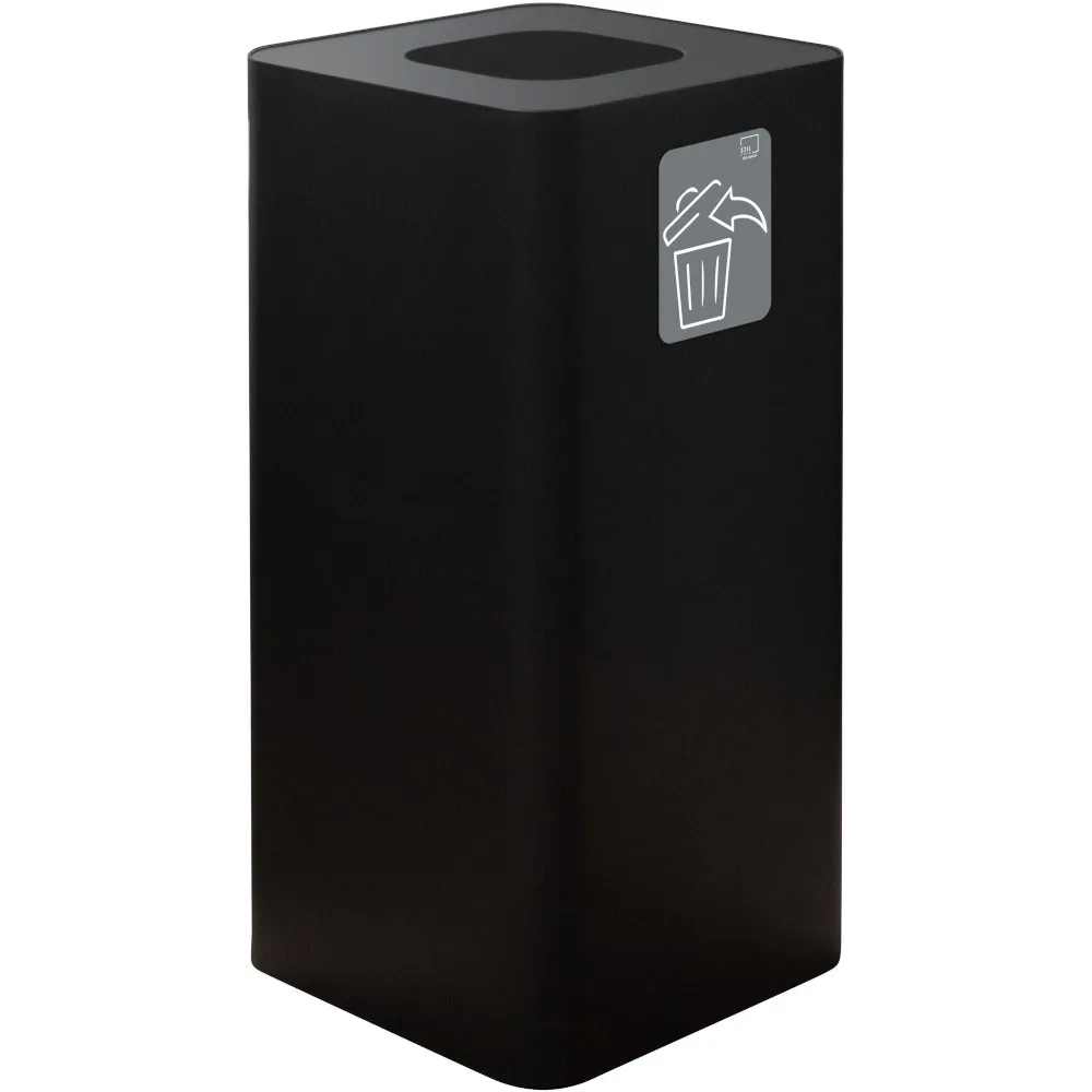 Poubelle design 100 litres noire avec pictogramme tous déchets magnétique