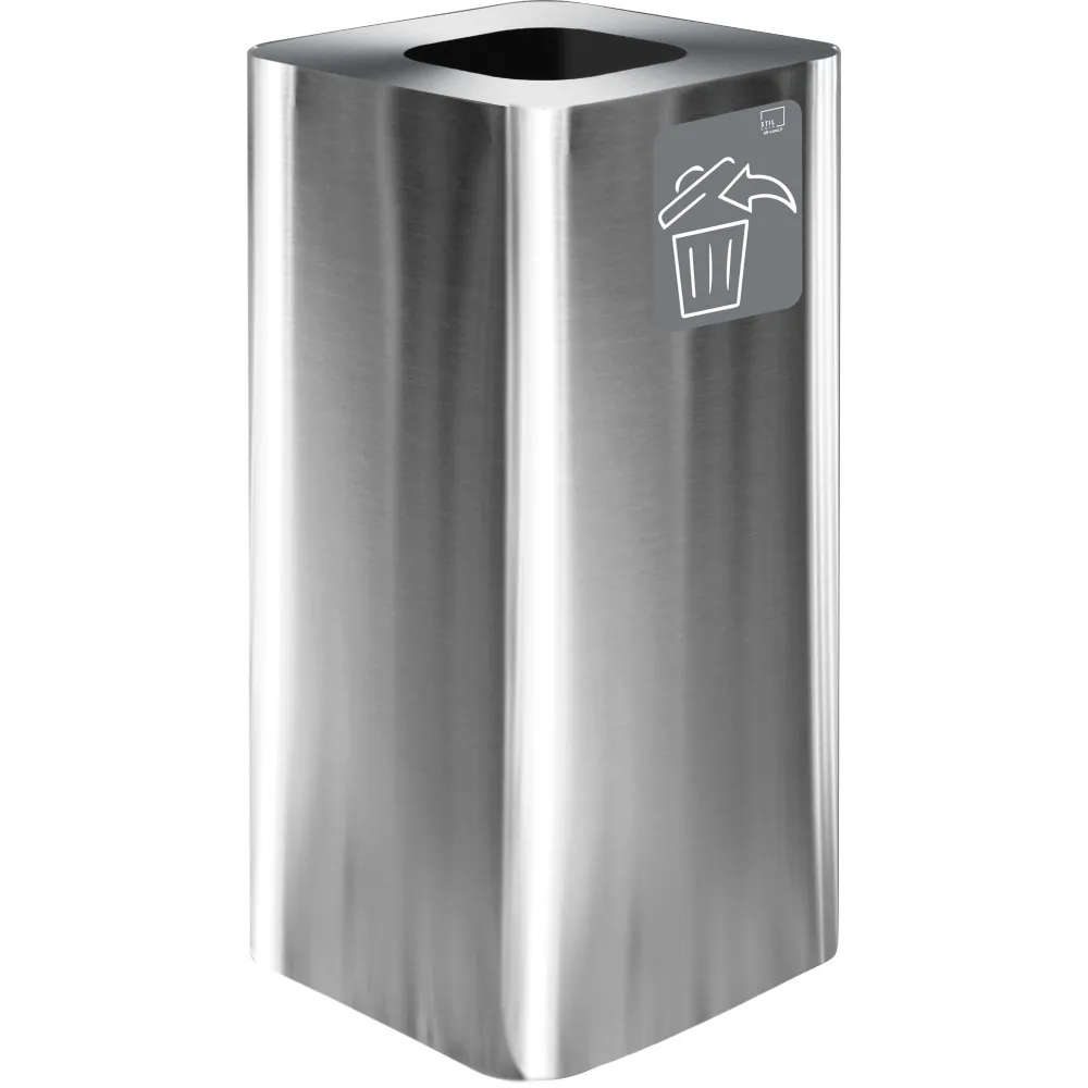 Poubelle inox 100 litres avec pictogramme magnétique tous déchets