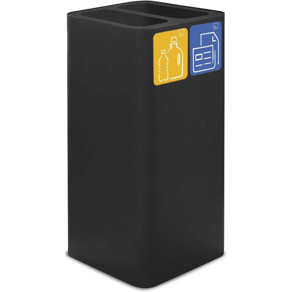 Poubelle noire 100 litres avec pictogrammes magnétiques pour tri sélectif