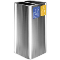 Poubelle inox brossé 100L avec pictogrammes magnétiques pour tri sélectif