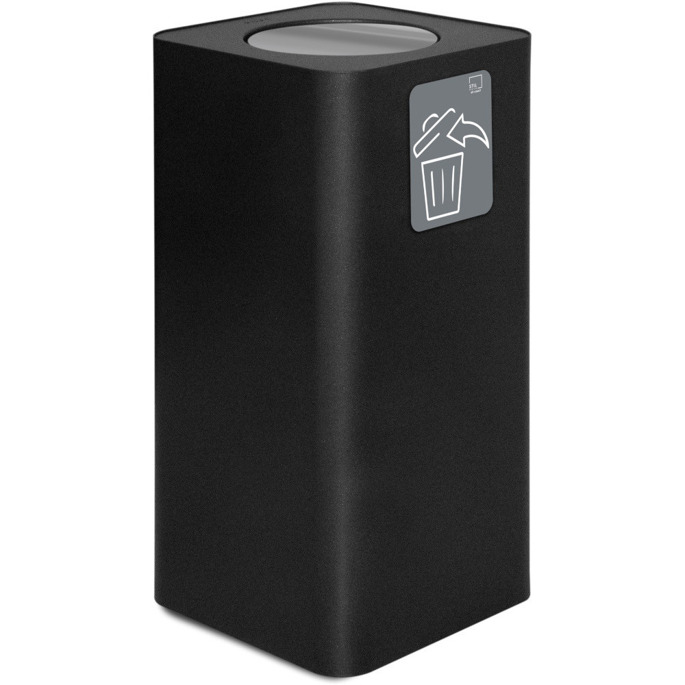 Poubelle design noire 100 litres avec couvercle basculant élégant.