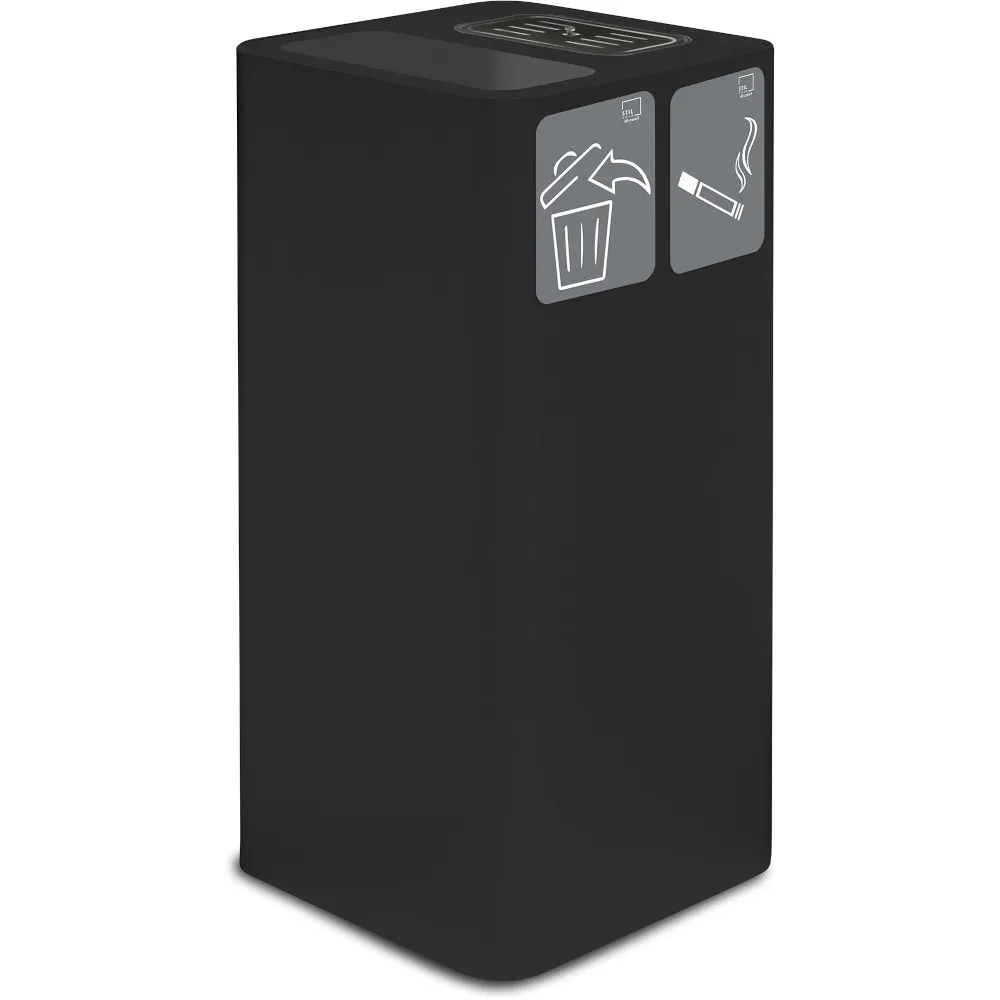 Poubelle cendrier noire 100 litres avec pictogramme magnétique