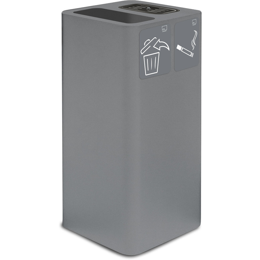 Poubelle cendrier grise 100 litres avec pictogramme magnétique