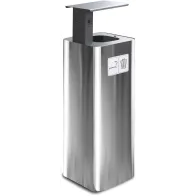 Poubelle inox 60L avec cendrier noir pour extérieur.