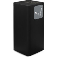 Cendrier extérieur couvert noir en acier design élégant et fonctionnel.