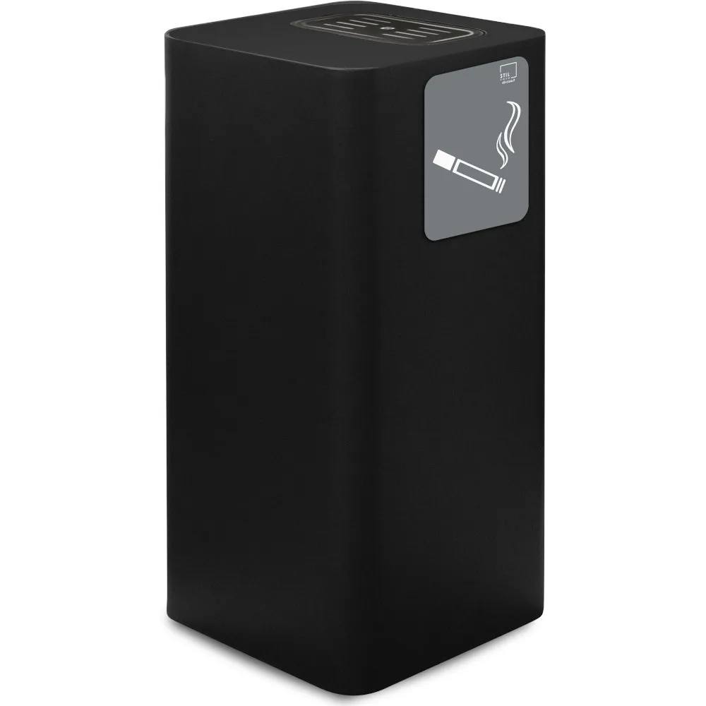 Cendrier extérieur couvert noir en acier design élégant et fonctionnel. Cendrier extérieur couvert noir en acier design élégant et fonctionnel.