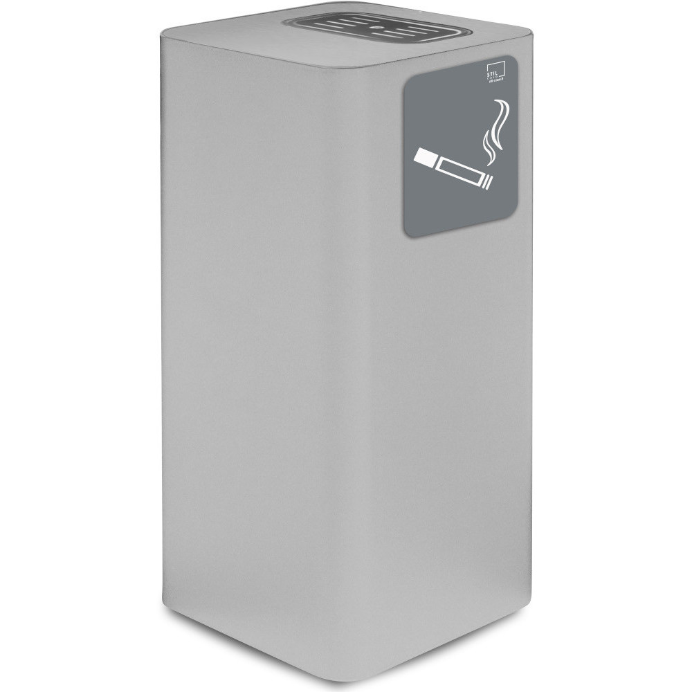 Cendrier extérieur couvert blanc en acier élégant et fonctionnel.