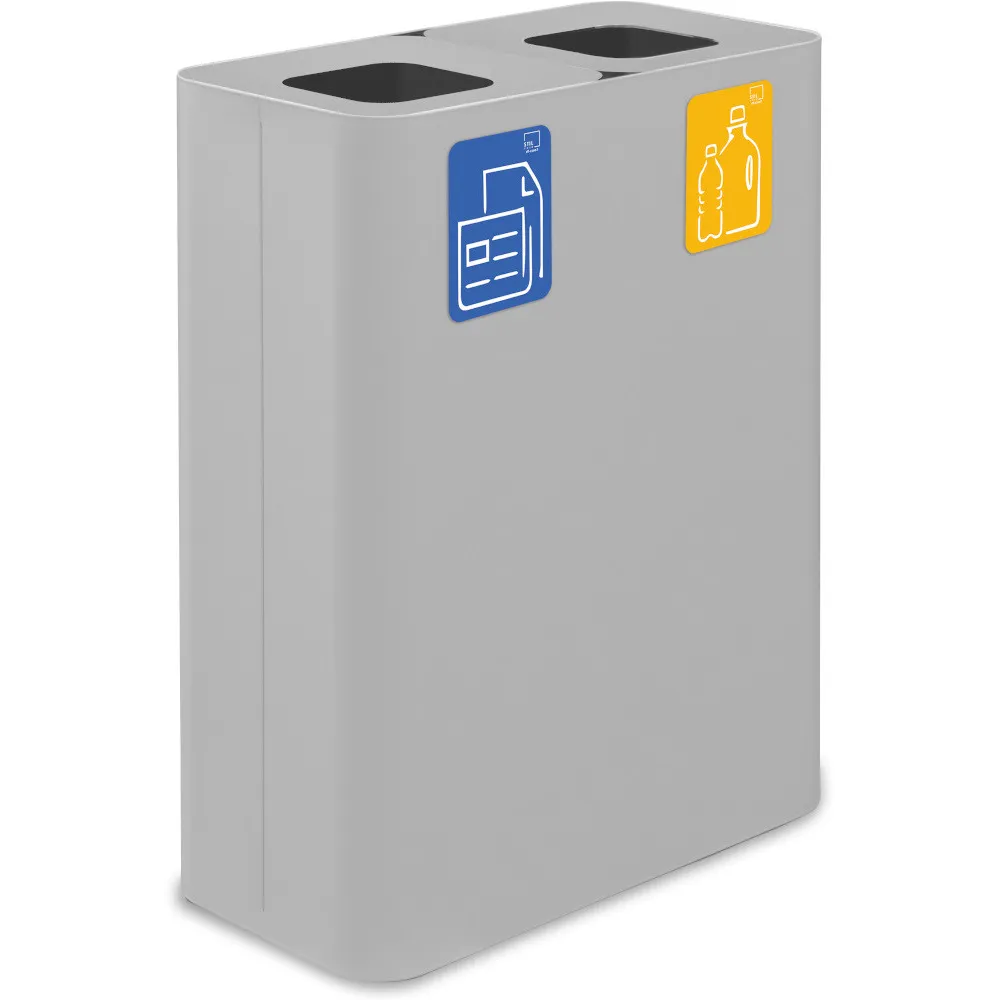 Poubelle tri sélectif blanche 60 litres avec pictogrammes magnétiques