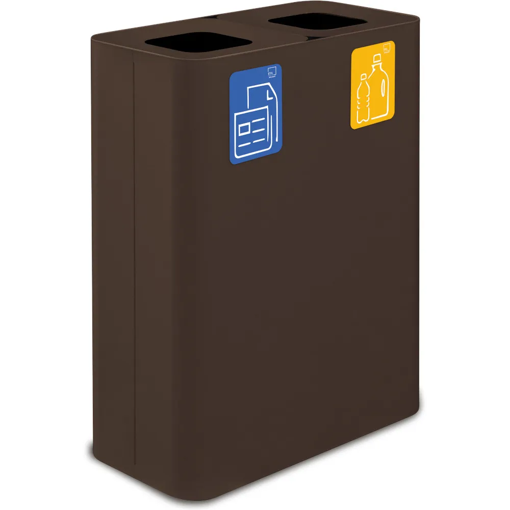 Poubelle tri sélectif 60 litres Corten avec pictogrammes magnétiques