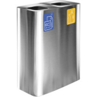 Poubelle 2 flux inox 60 litres avec pictogrammes magnétiques