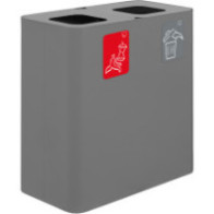Poubelle tri sélectif grise 2 flux 100 litres avec pictogrammes.