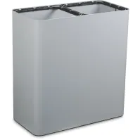 Poubelle grise 100 litres à deux flux avec pictogrammes magnétiques vue de profil