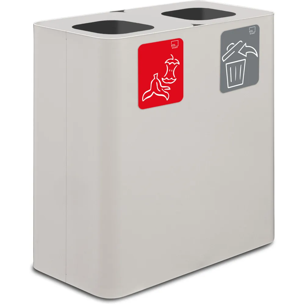 Poubelle tri sélectif blanche 100 litres avec pictogrammes magnétiques