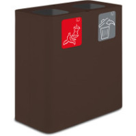 Poubelle tri sélectif 2 flux 100 litres couleur Corten avec pictogrammes