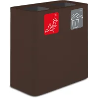 Poubelle tri sélectif 2 flux 100 litres couleur Corten avec pictogrammes