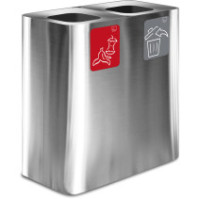 Poubelle inox 2 flux 100 litres avec pictogrammes magnétiques