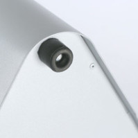 Poubelle tri sélectif grise 3 flux avec pictogrammes magnétiques.