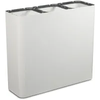 Poubelle tri sélectif 3 flux 60 litres blanche avec pictogrammes.