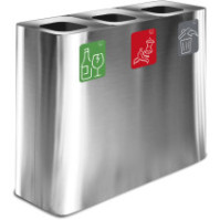 Poubelle tri sélectif inox 3 flux avec pictogrammes magnétiques