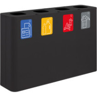 Poubelle tri sélectif 4 flux 60 litres noir avec pictogrammes