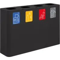 Poubelle tri sélectif 4 flux 60 litres noir avec pictogrammes