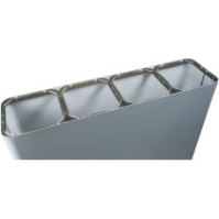 Poubelle grise de tri sélectif 4 flux avec pictogrammes.