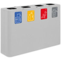 Poubelle tri sélectif 4 flux 60 litres blanche avec pictogrammes