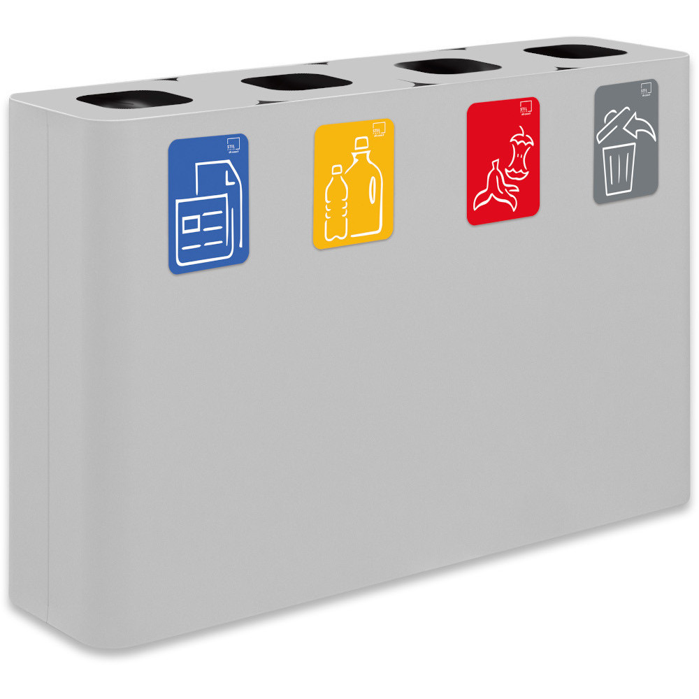 Poubelle tri sélectif 4 flux 60 litres blanche avec pictogrammes