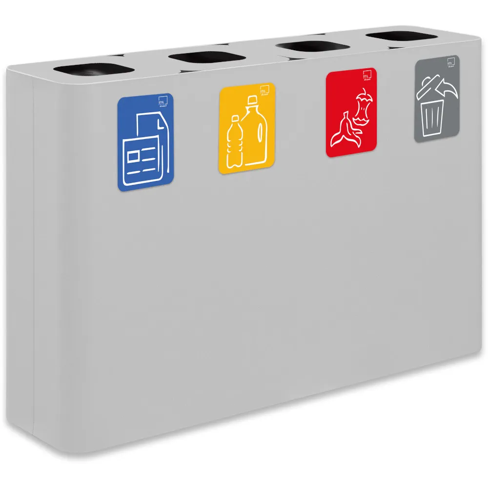 Poubelle tri sélectif 4 flux 60 litres blanche avec pictogrammes
