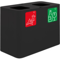 Poubelle tri sélectif 70 litres noire avec pictogrammes magnétiques