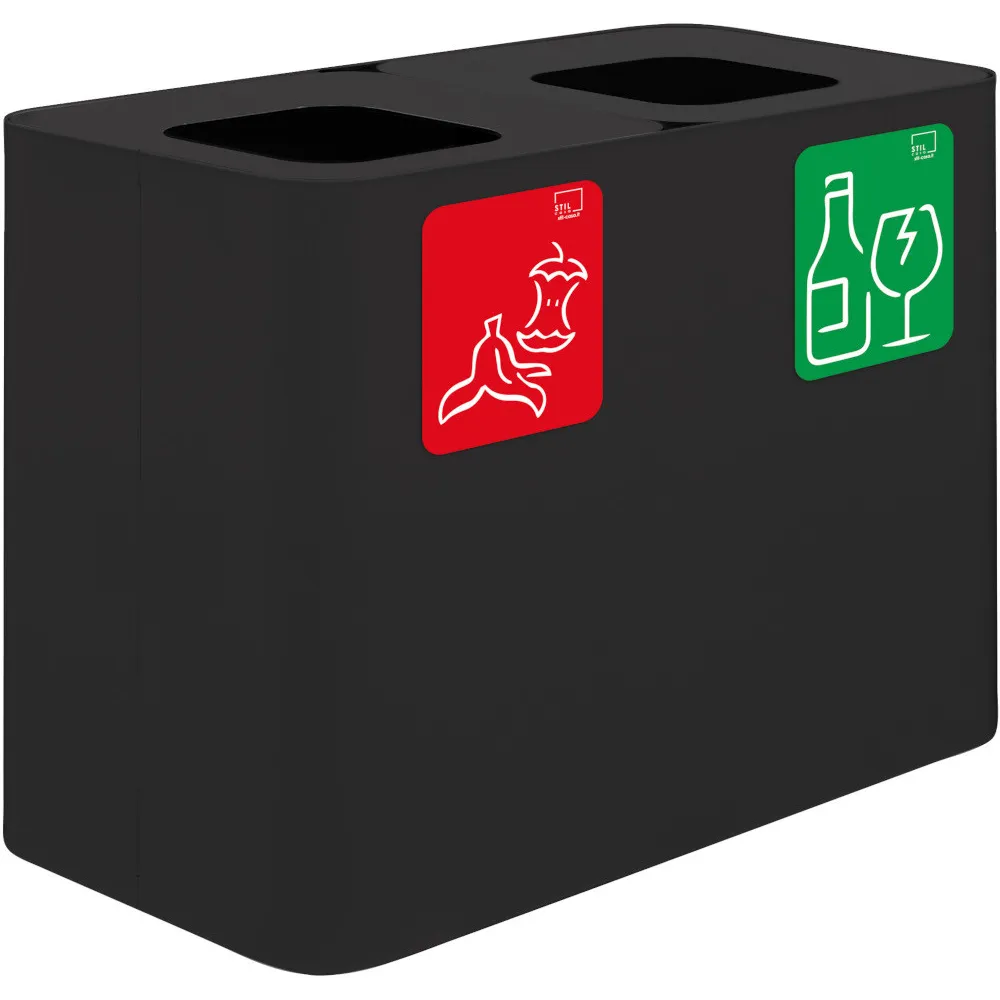 Poubelle tri sélectif 70 litres noire avec pictogrammes magnétiques