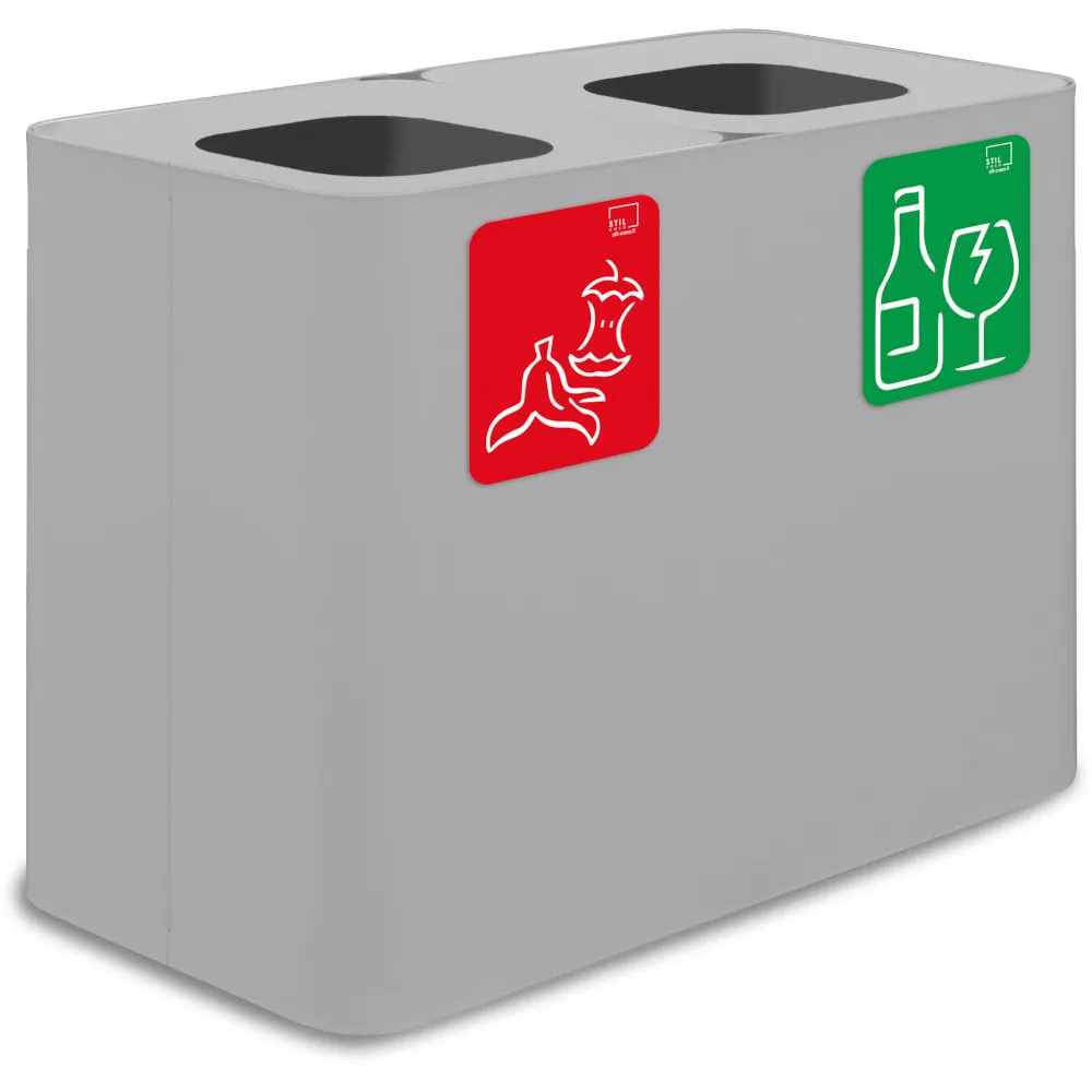 Poubelle tri sélectif 70 litres blanche avec pictogrammes magnétiques.