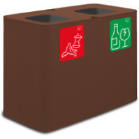 Poubelle tri sélectif 70 litres couleur Corten avec pictogrammes magnétiques