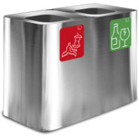 Poubelle inox 2 flux 70 litres avec pictogrammes magnétiques