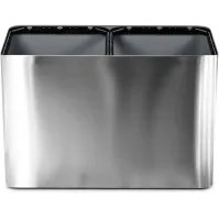 Poubelle inox 70 litres à deux flux avec pictogrammes magnétiques.