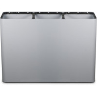 Poubelle tri sélectif 3 flux 100 litres grise avec pictogrammes.