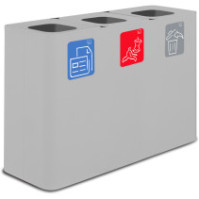 Poubelle tri sélectif blanche 3 flux avec pictogrammes magnétiques