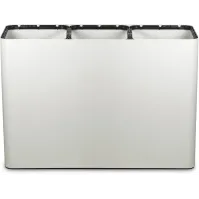 Poubelle blanche 3 flux pour tri sélectif avec pictogrammes magnétiques.