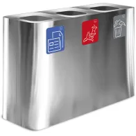 Poubelle inox 3 flux 100 litres avec pictogrammes magnétiques