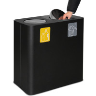 Poubelle tri sélectif 2 flux 100 litres noir avec couvercle basculant