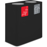 Poubelle 2 flux 100 litres avec couvercle basculant noir